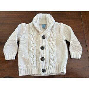 Baby Boy Gap 12-18 Month Cream Brown Button Knit Cardigan Sweater